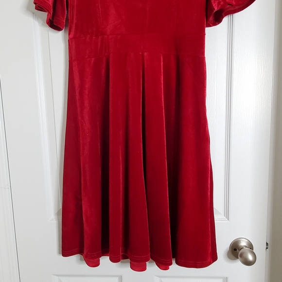 Ranphee Ruffle Sleeve Bow Tie Neck Velvet Dress - Picture 10 of 15